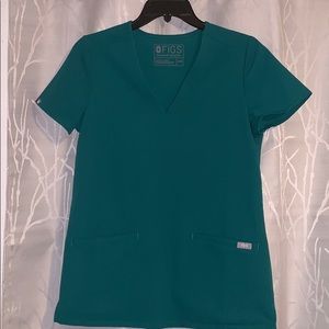 FIGS CASMA 3 POCKET SCRUB TOP HUNTER GREEN sizeXXS